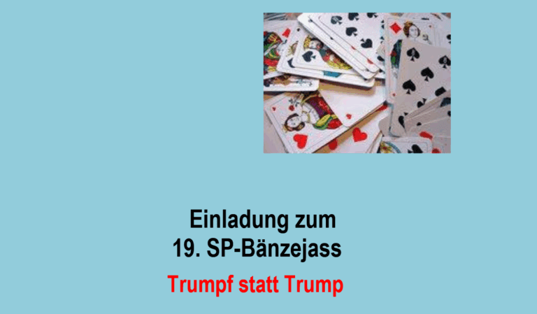 Trumpf statt Trump: Einladung zum 19. SP-Bänzejass